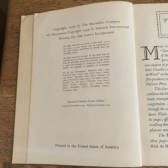 Gone With The Wind 1940 Complete Edition Hardcover Book Margaret Mitchell - Picture 8 of 12